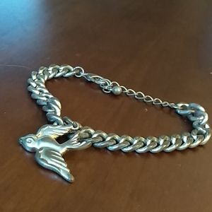 Chunky chain bird charm bracelet